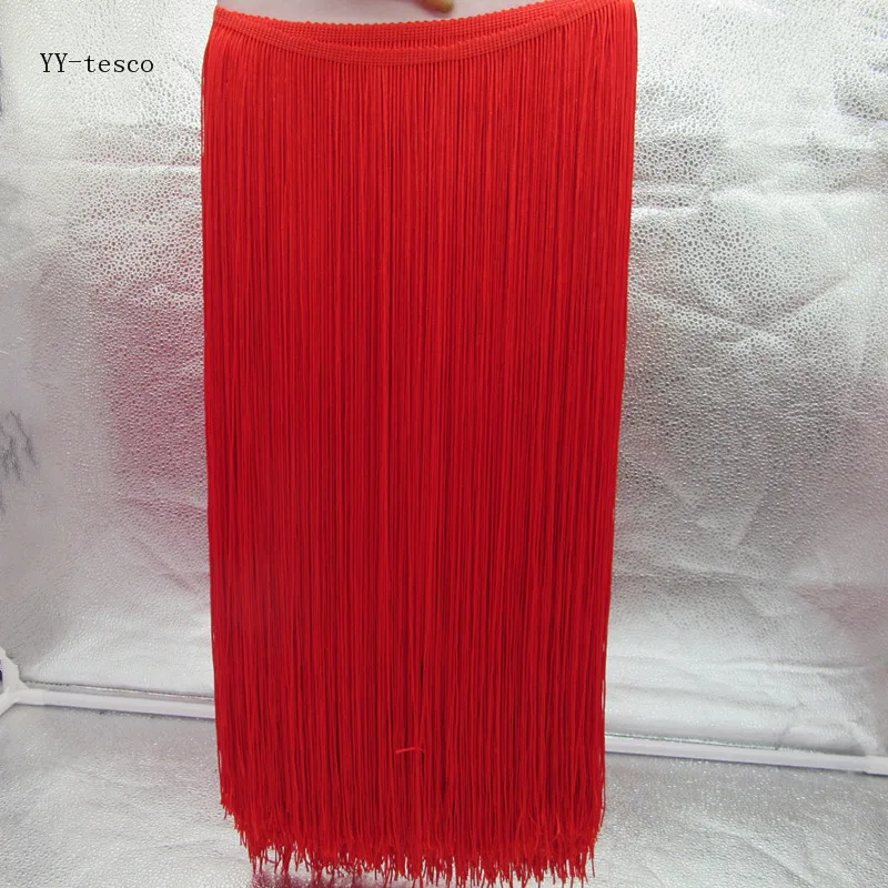 YY-tesco 1 Yards 50CM Long Lace Fringe Trim Tassel Fringe Trimming For Diy Latin Dress Stage Clothes Accessories Lace Ribbon - Цвет: Ren