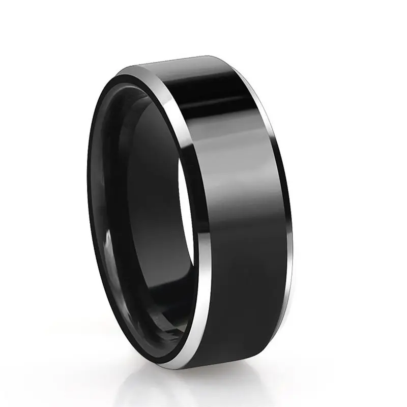 8mm Titanium Men's Rings For Party Jewelry Black
