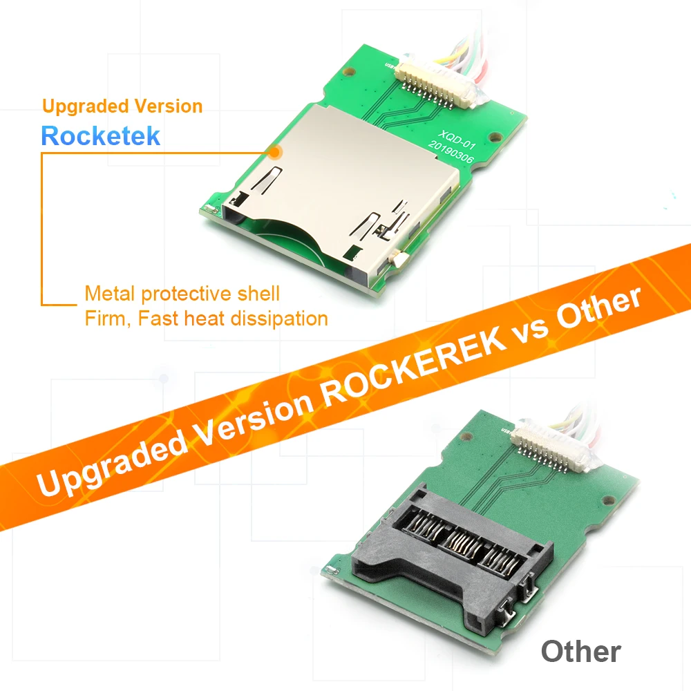 Rocketek USB 3.0 XQD SD Working simultaneously Memory card reader Transfer Sony M/G Series for Windows/Mac OS computer