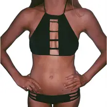 Пикантный открытый на завязках комплект купальники Для женщин сексуальная пляжная одежда Пуш-Ап купальник с бюстгальтером с мягкими чашечками ванный комплект JUN10