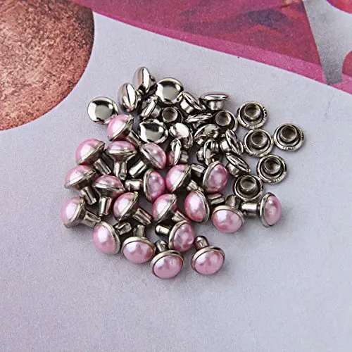 20 розовых жемчужных заклепок Кнопки DIY Быстрый шпильки жемчужные заклепки для ремней
