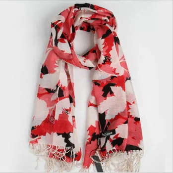 

Scarf New Design Print Women Wool Scarf 2018 Fashion Head Scarf Brand Small Tie Bag Skinny Maple Leaf Patterns Scarf