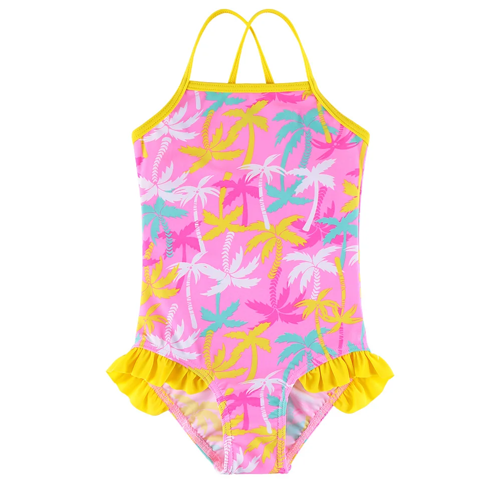 2018 Little Girls Yellow Sleeveless Swimsuit Surf Summer Vacation ...