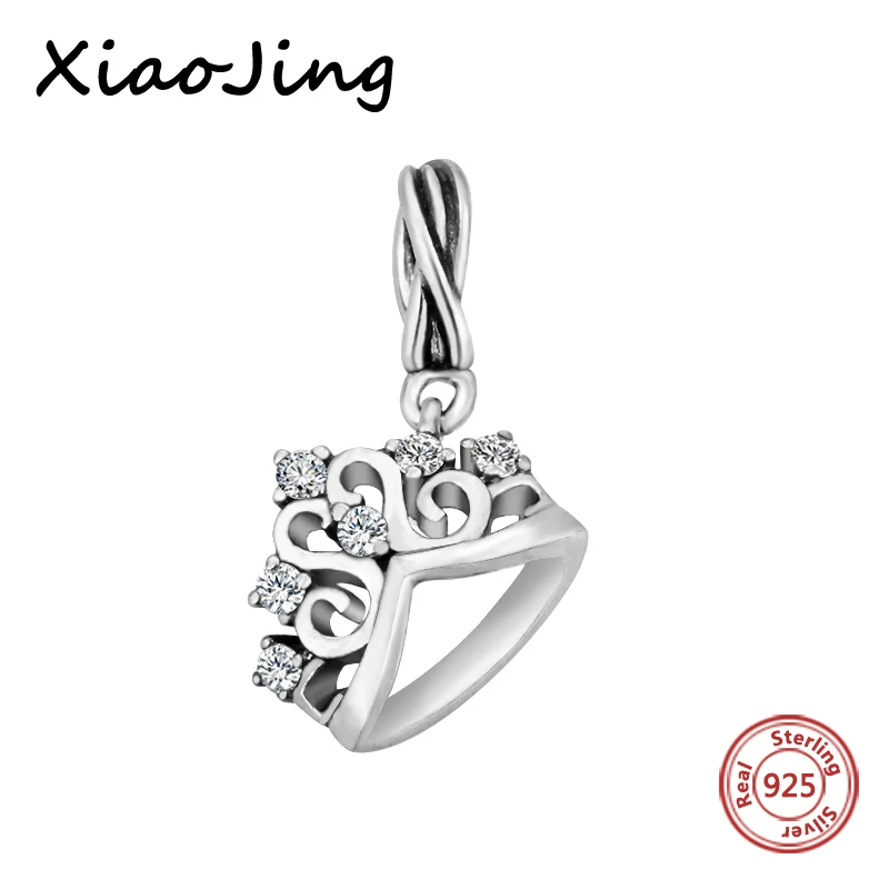 

Fit Authentic pandora Bracelet charms Silver 925 Original Clear CZ Stone Queen Charms DIY Pendant Antique Beads Jewelry Gifts