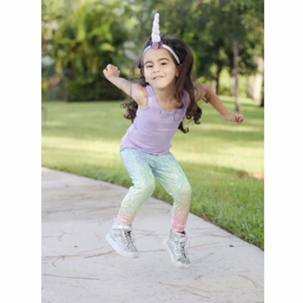 Леггинсы в стиле русалки для маленьких девочек повседневные длинные штаны с принтом градиентного цвета эластичные тонкие Лосины для фитнеса на возраст от 2 до 6 лет