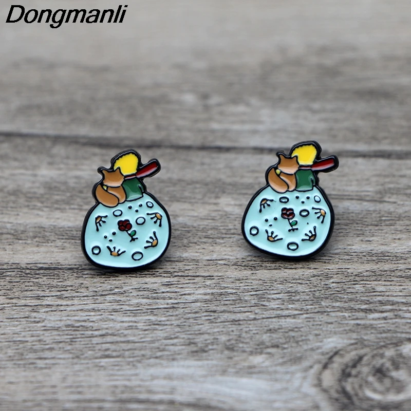 

L2605 Cartoon Little Prince and Fox kids Ear Stud Earrings For Womens Enamel earrings Jewelry Gifts for Girls