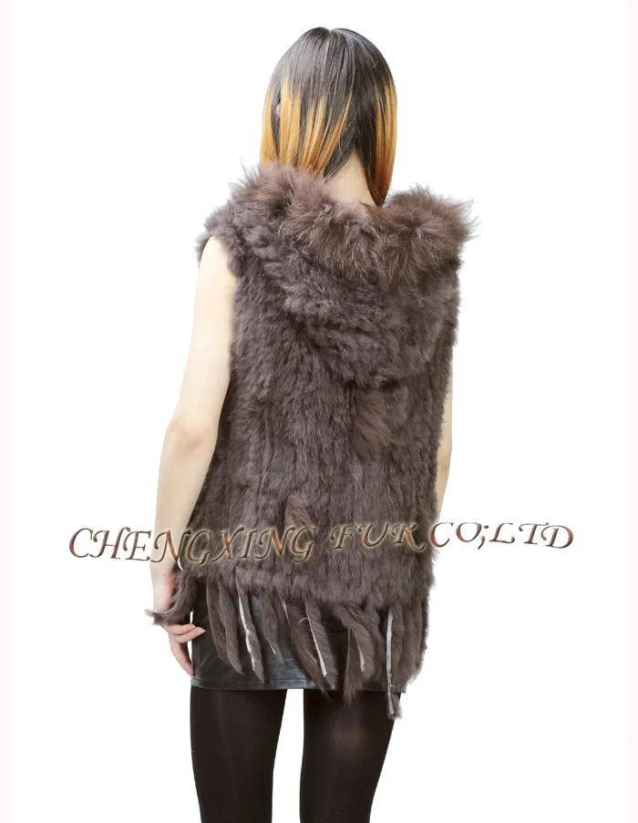 CX-G-B-97E осень-зима женский жилет из натурального кроличьего меха с капюшоном меховой жилет Зимняя утепленная теплая меховая одежда
