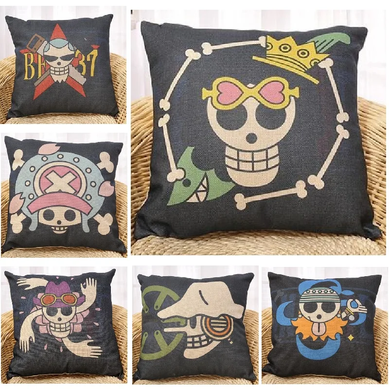 

Cushion Cover One Piece Skull Logo Pillow Cover Linen Covers Home Decoration Car Sofa Pillowcase almofada coussin Gift 45x45cm