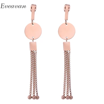 

EUEAVAN 5 Pairs Fashion-forward Long Tassel Drop Dangle Earrings Rose Gold Color Jewelry For Women Lady Wedding Party Wholesale