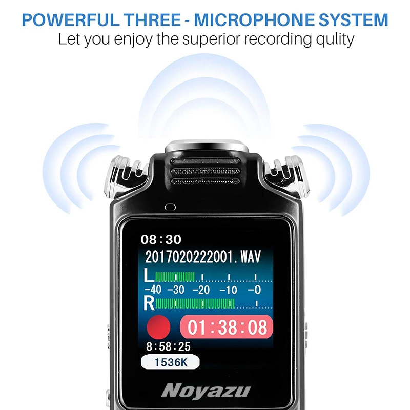 NOYAZU V59 16G Dual Microphone Digital Voice Recorder Pen Professional Dictaphone MP3 Player Sound Recorder Business Gifts