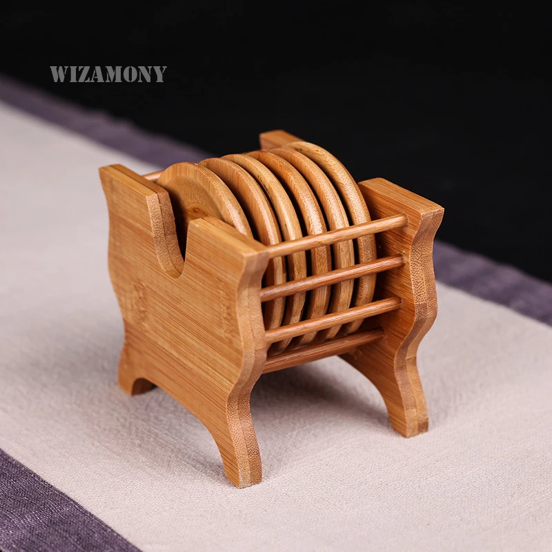 

WIZAMONY Handmade tea mats Rattan coasters saucer heat insulation pad placemats for table Tea Tray Bamboo teapot tea set