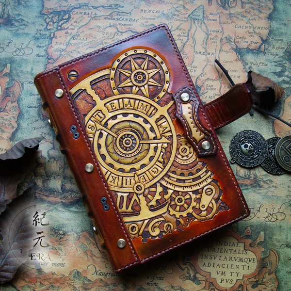 

A6 Loose-leaf Pocket Notebook Diary Book Record Industrial Steam Style Manual leather journal sketchbook notebook diary
