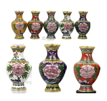 

new 1pair/2pcs 4" Chinese Handmade Vintage Cloisonne Vase Ornament Home Decoration