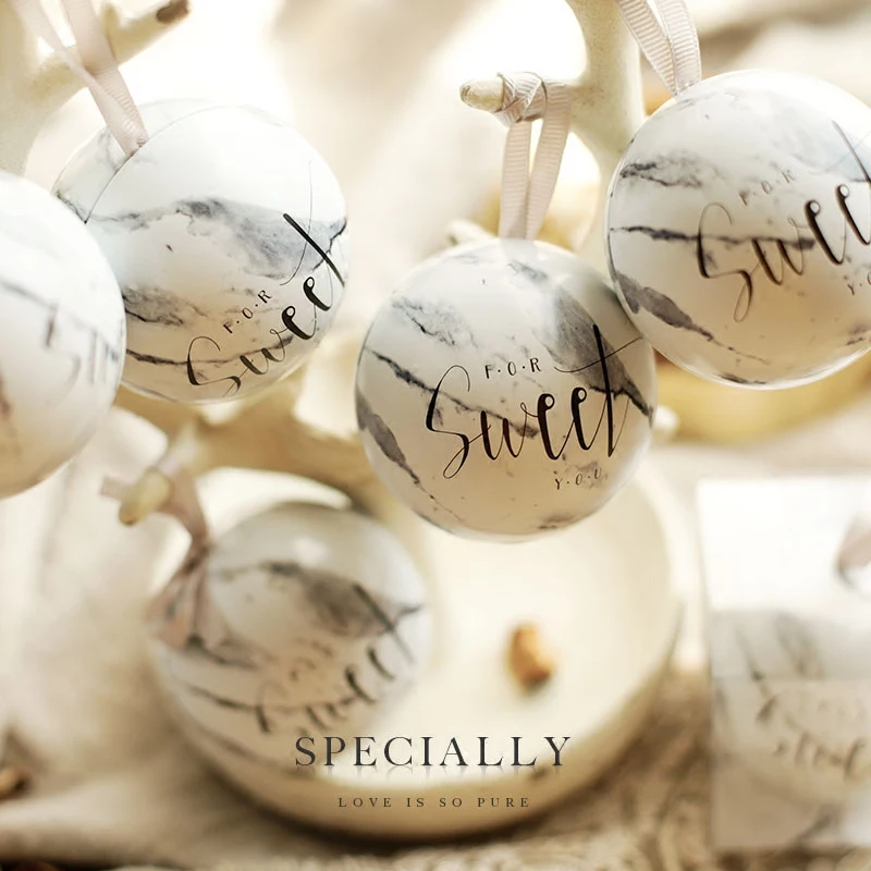 

marble printing wedding candy boxes round ball containers for sugar gift cases iron round balls wedding sweet love candy case