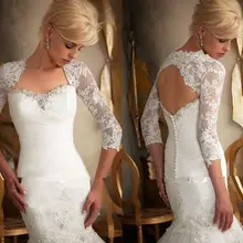 3/4 рукав кружева слоновой кости шаль, болеро Свадебная накидка болеро обертывания на заказ размер T28