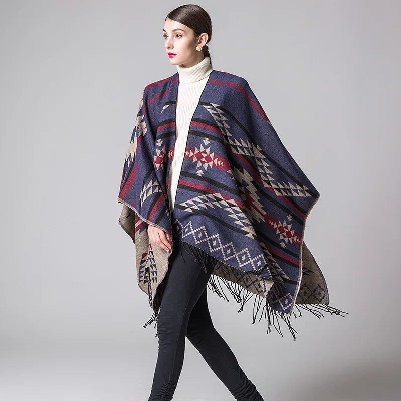 Fashion New Cashmere Foulard Winter Poncho Pashmina font b Tartan b font Winter Coat Women Blanket