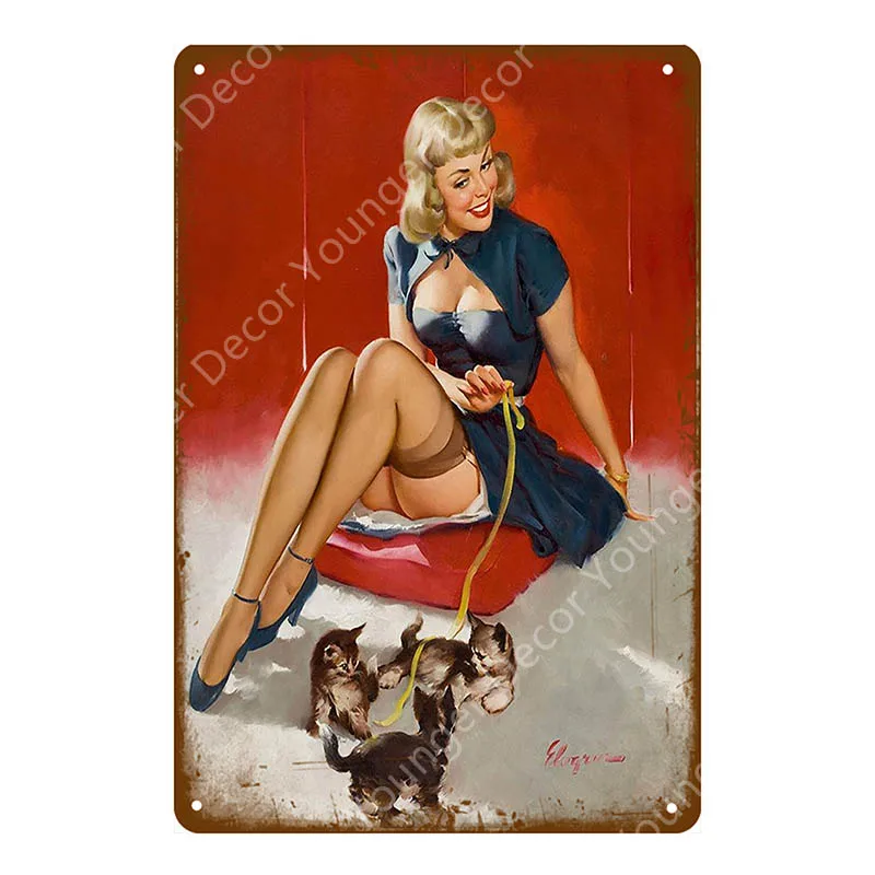 Американский Ретро плакат Pin Up Girl Lady жестяные вывески художественное украшение стены табличка для бара кафе бара вечерние Клубные винтажные металлические картины