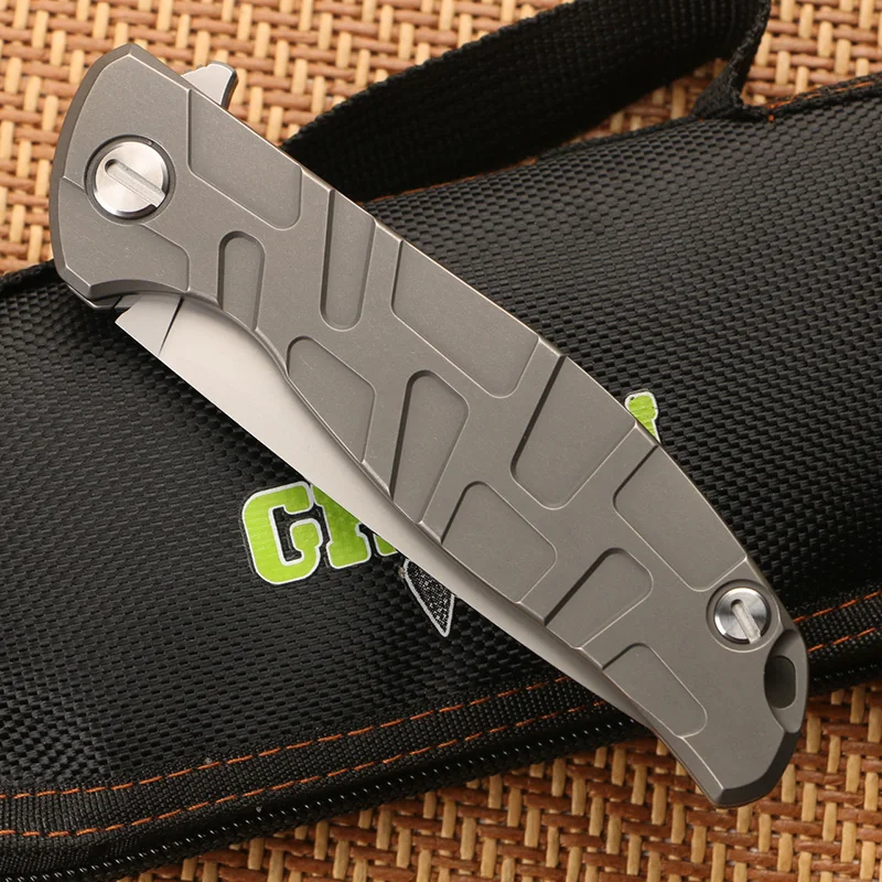 Green thorn T F95 turning tool D2/K110 blade titanium handle bearing outdoor camping hunting knife practical fruit  EDC tool 3