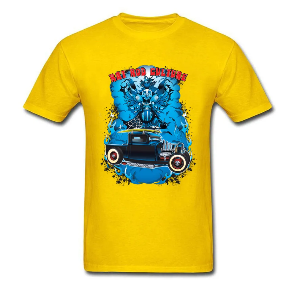 Rat Rod Culture 100% Cotton Fabric Men Short Sleeve Tees Normal Summer Fall Top T-shirts Design Tee-Shirts 2018 New O-Neck Rat Rod Culture yellow