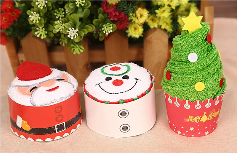 New Arrived Christmas Creative Cake Towel Gift Washcloth Dishcloth Xmas Cute Towel Presents