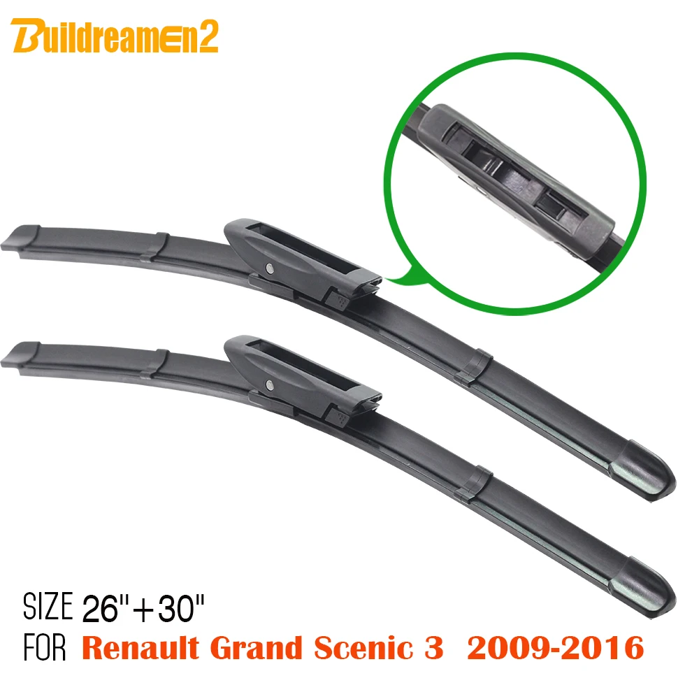 

Buildreamen2 Rubber Wiper Blade Frameless Window Windshield Automotive Accessories 2Pcs For Renault Grand Scenic 3 2009-2016