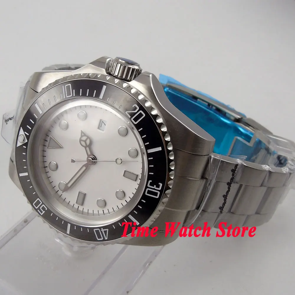 

44mm White sterial dial date luminous black Ceramic Bezel SEA Automatic movement Men's watch BL53