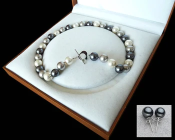 

RARE Huge 16mm White South Sea Shell Pearl Necklace 18 earring shipping free1