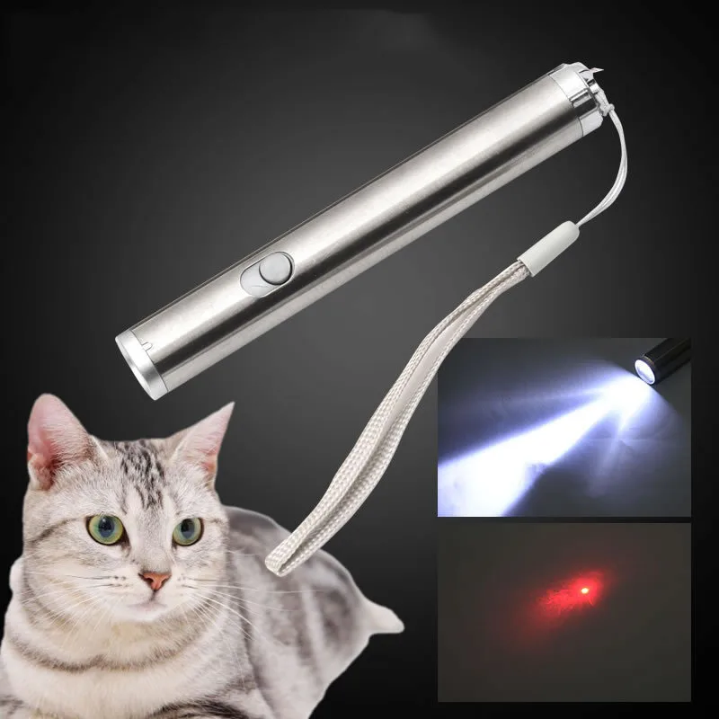 Cat Laser Toys Stainless Steel Mini Rechargeable LED Light Multi