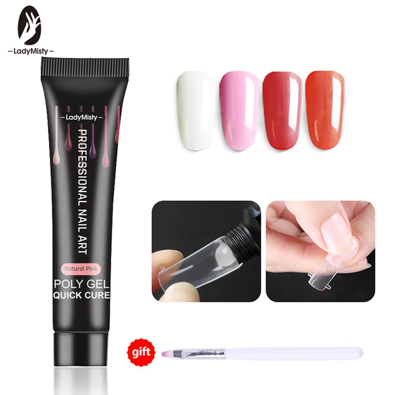 

Ladymisty 15ml Poly Gel UV LED Soak Off Acryl Gel Quick Building Finger Extension Nail Builder Gel Camouflage Clear Hard Gel