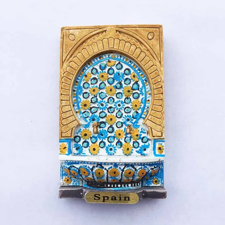 

Lychee Spain Parma Carved Fountain Refrigerator Magnet Sticker Creative Fridge Magnet Souvenir Modern Home Kitchen Decor
