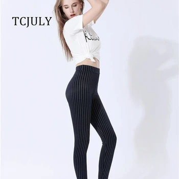 

TCJULY 2018 New Arrival Cotton Striped Ankle Length Pants Fashion Casual Plus Size Stretch Trousers Skinny Push Up Pencil Pants