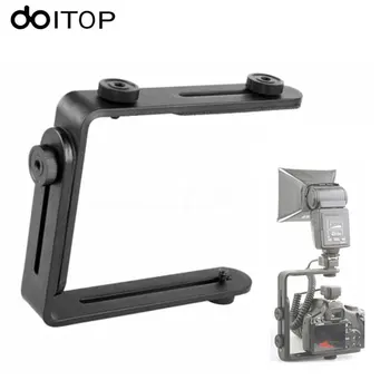 

DOITOP Aluminum 1/4 Hot Shoe Adapter Camera Flash Bracket Bilateral Frame Twin Double Sliding L Shape Holder For DSLR Camera A3