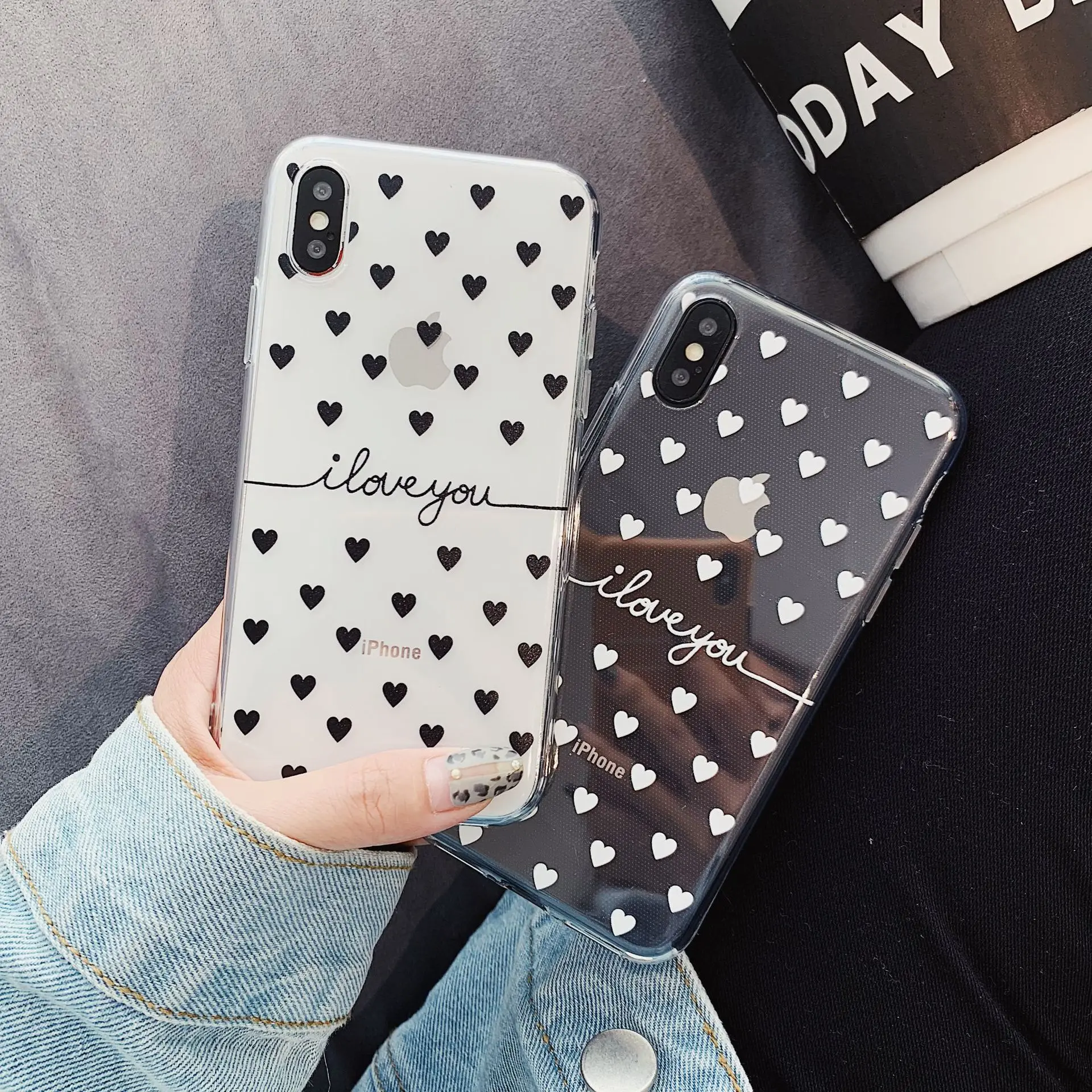 

Fashion Simple Transparent letter Graffiti phone case For coque iphone 7 puls 8 plus case silicon shell for iphone cover X XR XS