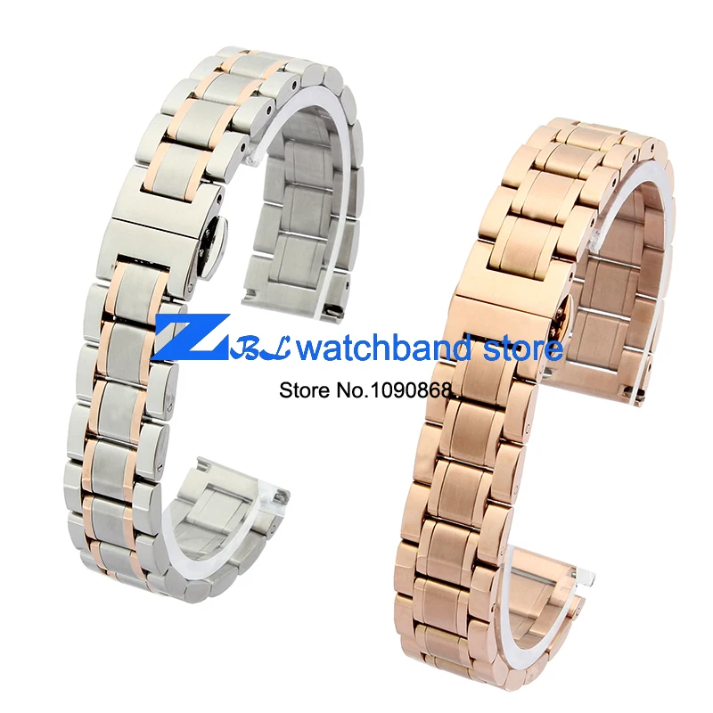 

Stainless Steel Watchband Metal Wristwatches Band rose gold silver watch belt 14mm 16mm 18mm 19mm 20mm 21mm Butterfly buckle