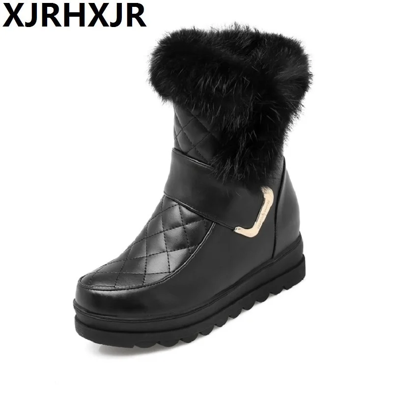 

XJRHXJR Winter Women Boots Female Waterproof Mid Calf Boots Warm Snow Boots Ladies Shoes Woman Fur Insole Free Botas Mujer