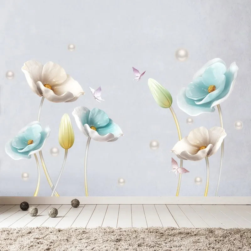 Китайский стиль цветок 3D обои наклейки на стену гостиная спальня ванная комната украшения дома плакат