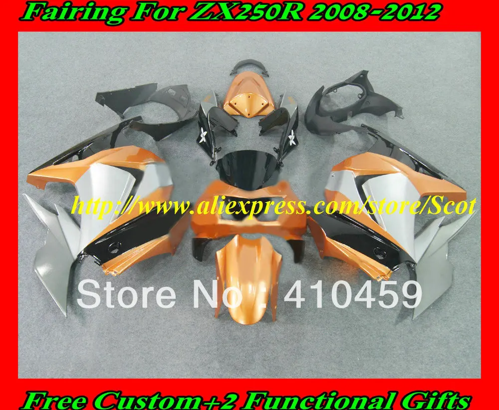 

orange blk white Fairing kit for KAWASAKI Ninja ZX250R 08 09 10 11 12 ZX 250R 2008 2012 EX250 Injection mold Fairings set