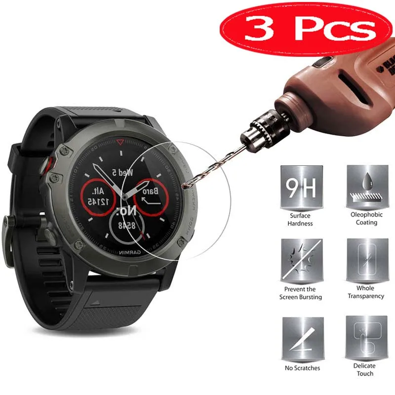 3 шт. закаленное стекло для Garmin Fenix 5 Защита экрана 9H 2.5D Защитная пленка телефона |