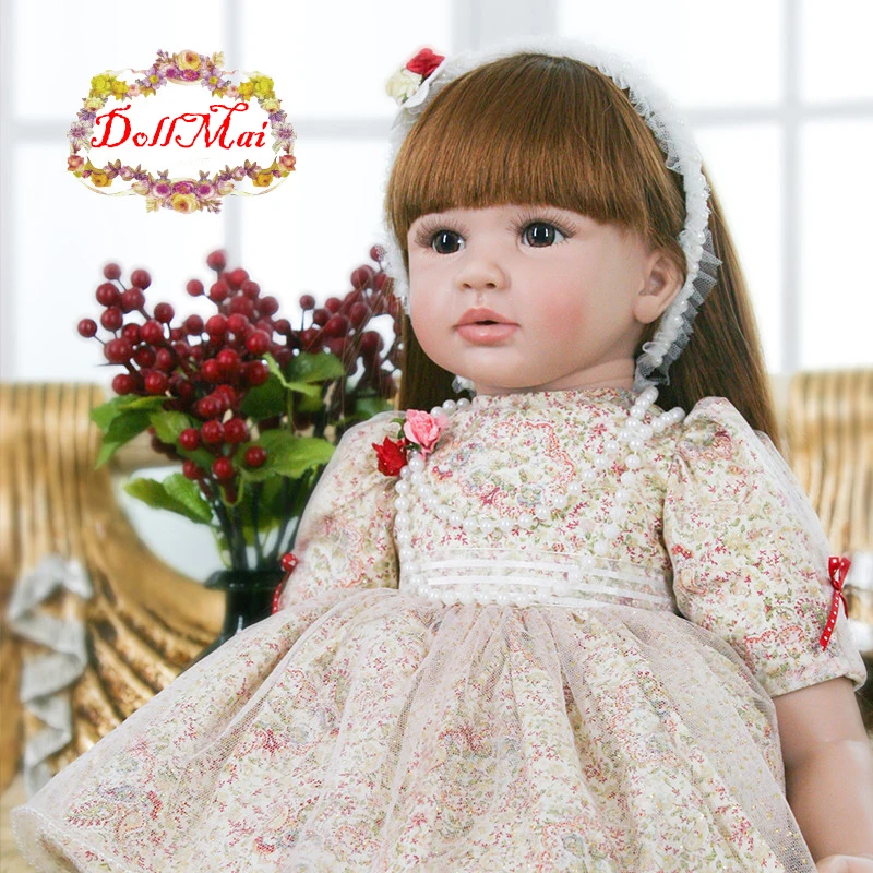 

Lovely girl Bebe reborn toys 24" 60cm soft silicone vinyl reborn baby doll cotton body princess dress up doll for children gift