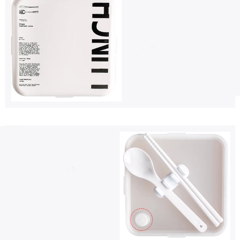 Microwave Bento Box Japanese Style Student Cartoon Letter Food Storage Container White Portable Lunch Box With Compartments