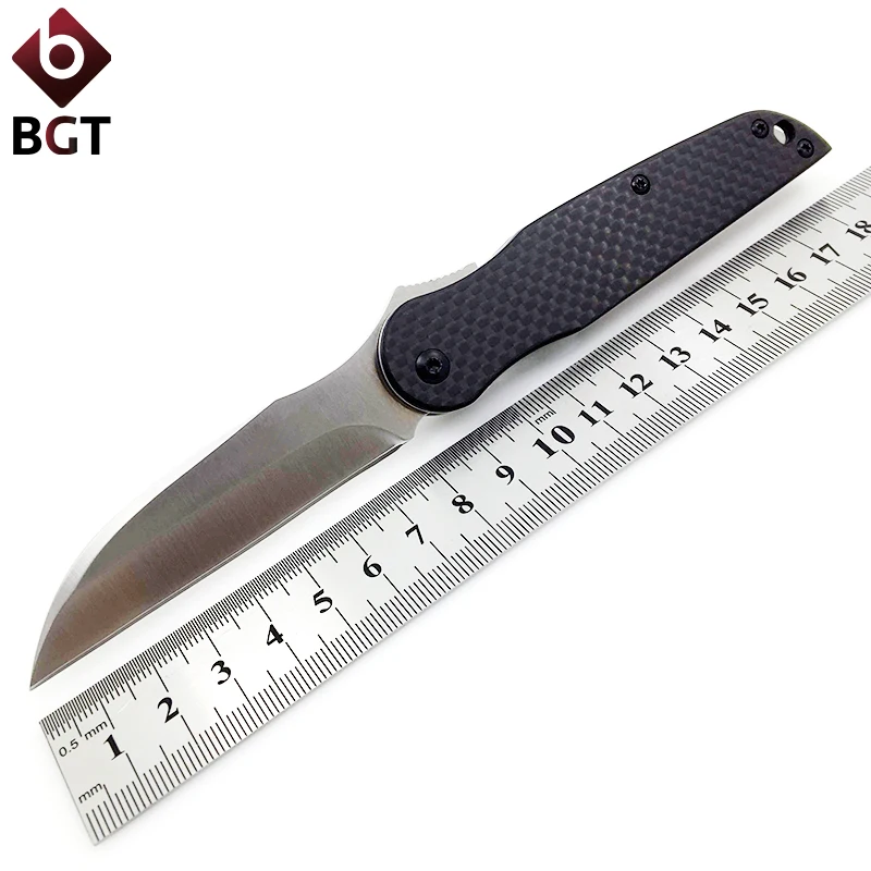 BGT D2 Pocket Folding Knife Carbon Fiber Handle Outdoor Camping