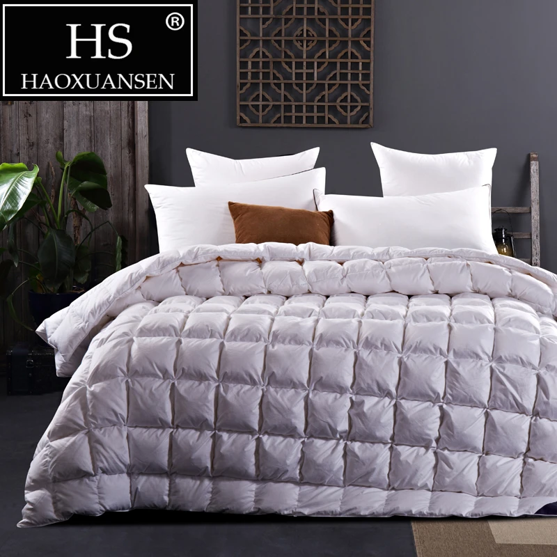 HS Filling Power 800 High density Luxury 100% Egyptian cotton White Fabric Goose Down Quilt King Queen SizeDuvet Winter - Цена: 