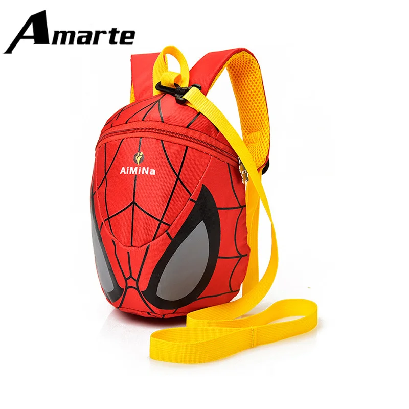 Забавный рюкзак с героями комиксов Новый 6 цветов Человек-паук детская маленькая сумка Детский сад безопасности тяги ремень Легкие