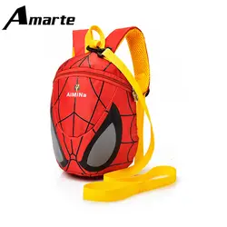 Забавный рюкзак с героями комиксов Новый 6 цветов Человек-паук детская маленькая сумка Детский сад безопасности тяги ремень Легкие