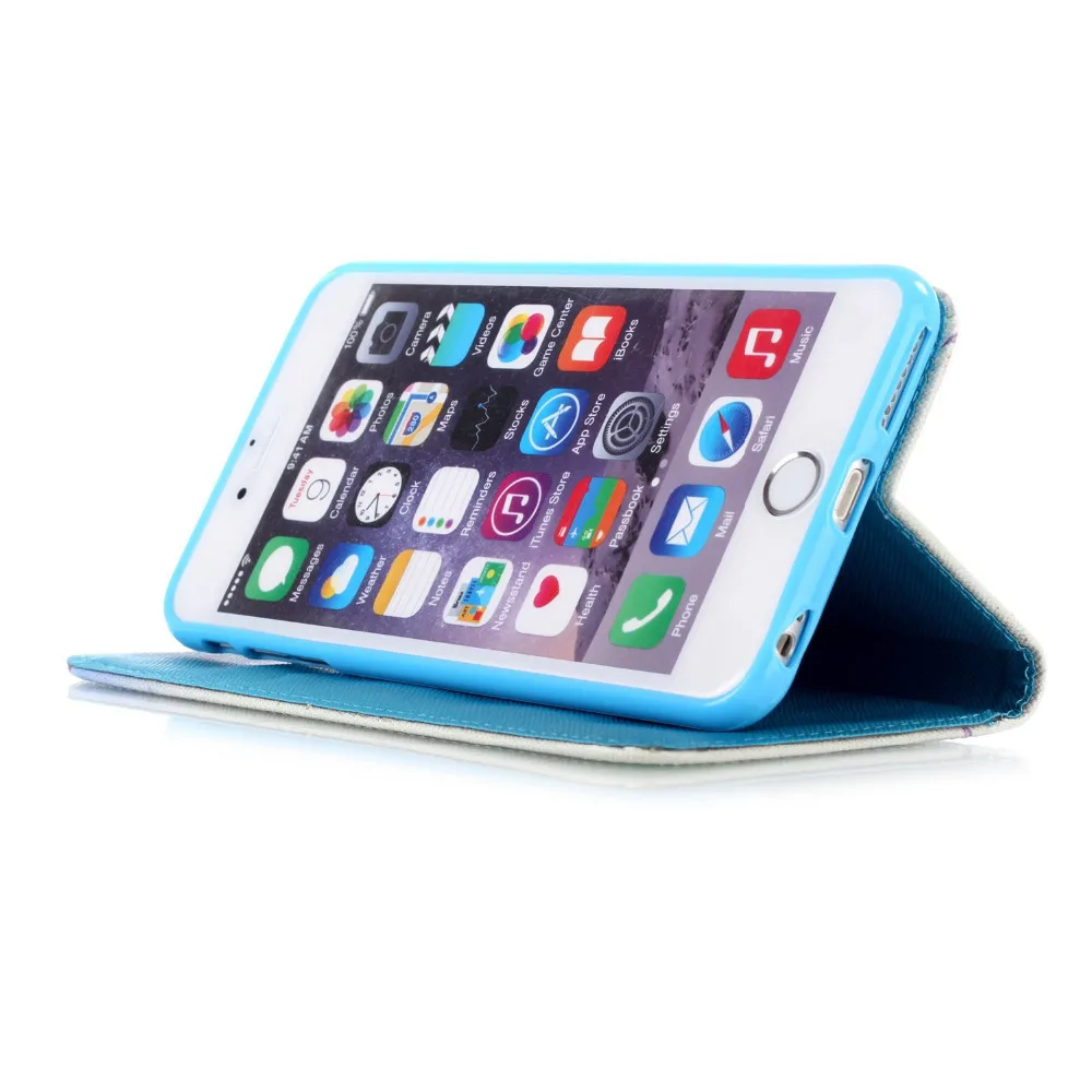 Wallet PU Leather Folio Patterned Wallet Case Cover Card Slots for iPhone 7 8 6 6s Hand Strap Capa For iPhone SE iPod Touch 6 5 (5)
