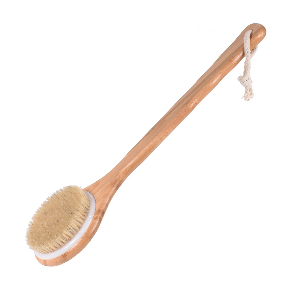 

Bathroom Products 1PC Natural Bristles Dry Skin Bamboo Wood Bamboo Body Brush Back Scrubber Long Handle Bath Shower Brush