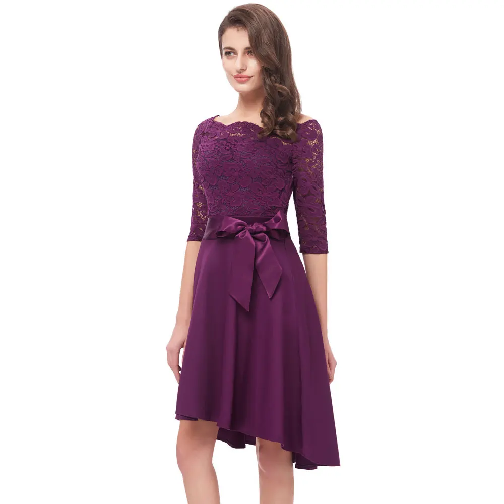 Beauty Emily Purple Lace Formal Party Prom Dresses 2019 Short for Women A-Line Half Sleeve Wedding Party Prom Dresses Beauty Emily Purple Lace Formal Party Prom Dresses 2019 Short for Women A-Line Half Sleeve Wedding Party Prom Dresses