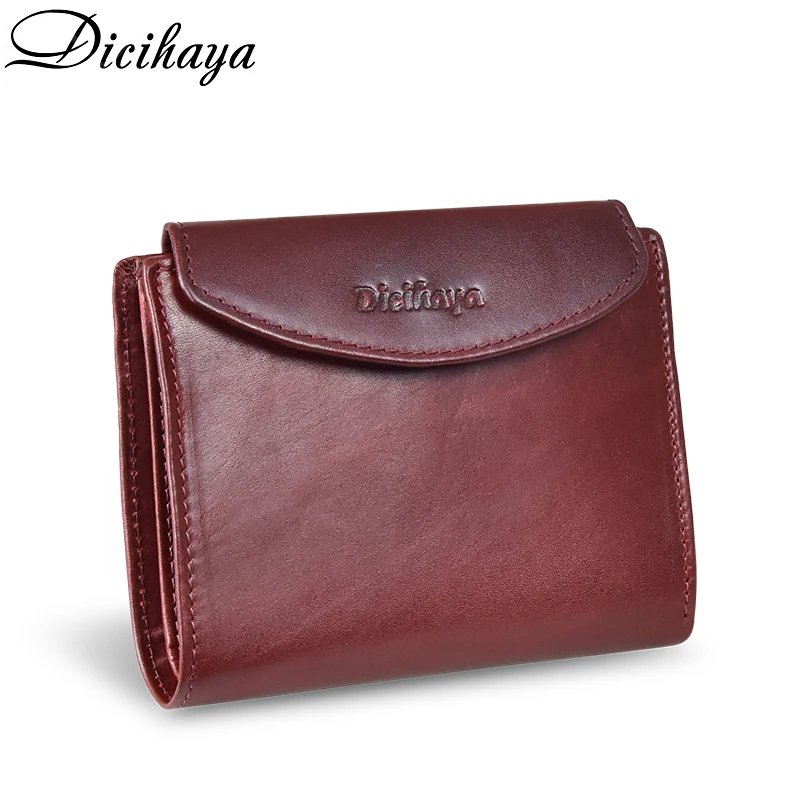 

DICIHAYA Genuine Leather Women Wallets Mini Wallet Retro Women Short Clutch Female Purse Coin Purses Card Holder Lady's Coin Bag