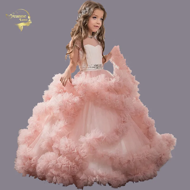 

Sweetheart Sheer Straps Ball Gowns 2019 Children's Princess Dress Flouncing Ruffles Valentine's Day Dress Girl Evening Prom Gown