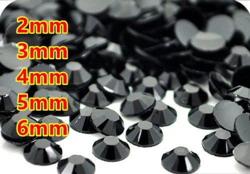 Preise Schwarz jet Harz Flatback perlen für Nail art Bekleidung Dekoration (2mm 3mm 4mm 5mm 6mm) 10000 ~ 100000 teile beutel